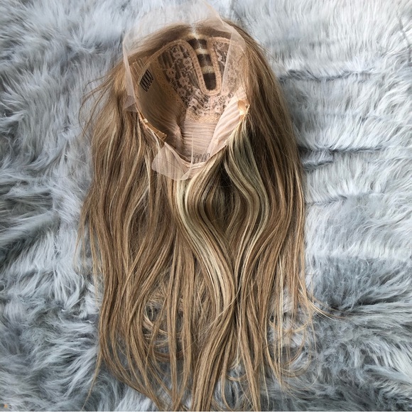 SOLD 100% Human Hair Wig Blonde Highlight middle part Lace Front 20 Inch - Picture 12 of 13
